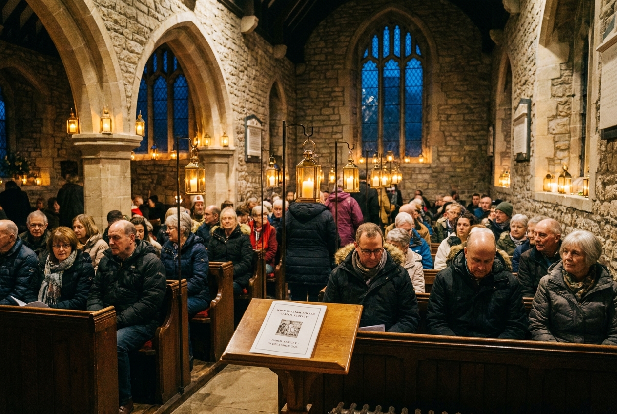St Oswald's interior at the JOHN WILLIAM FOSTER carol service.
