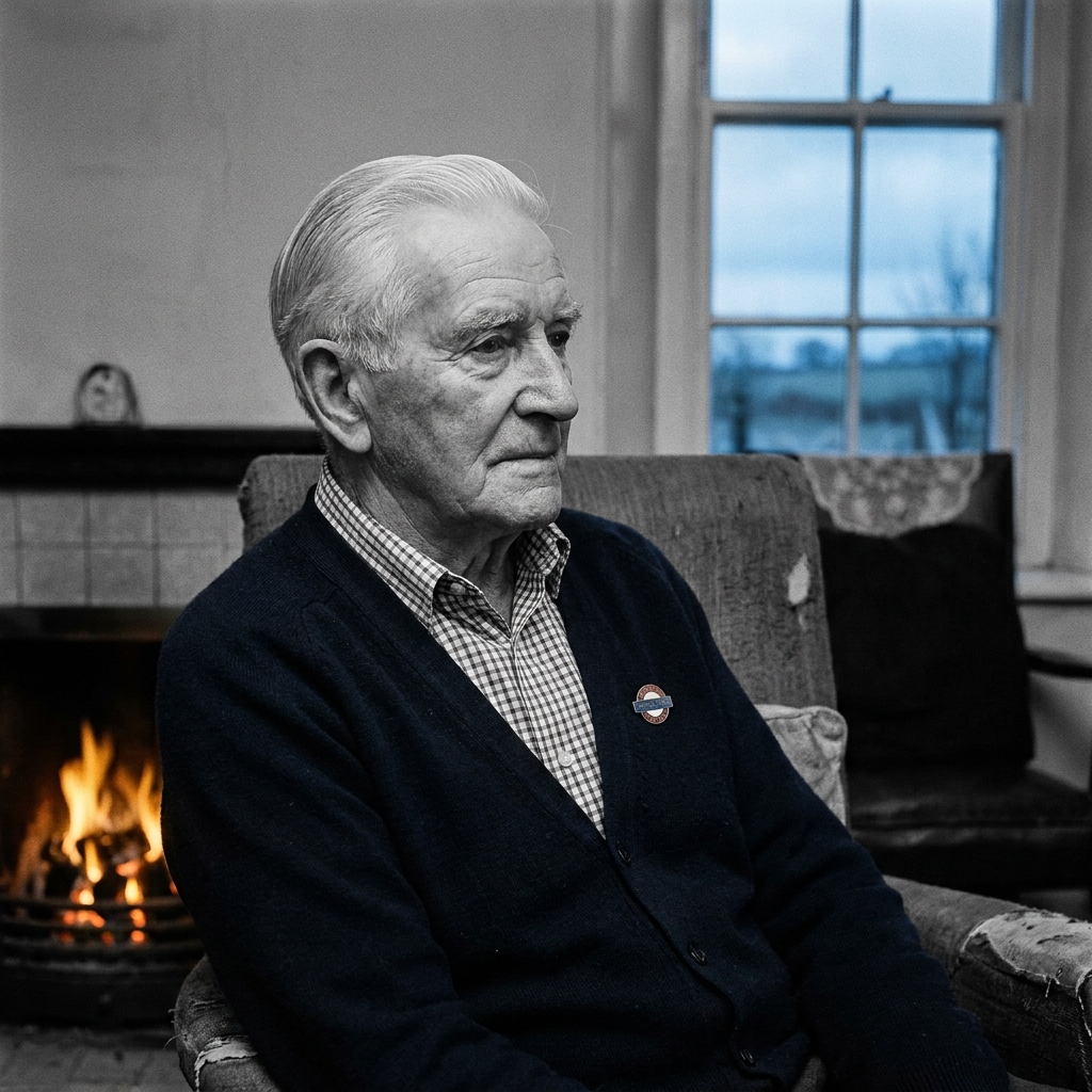 Portrait of Stanley, 88, in his front room in Selside.
